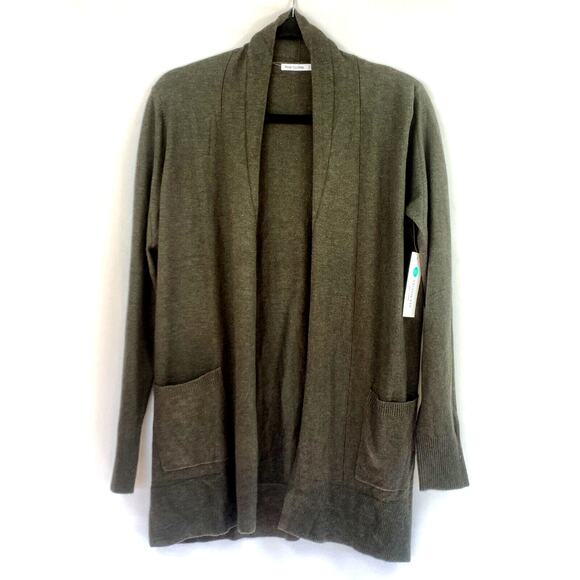 Pink Clover Cardigan Women Small Gray Long Sleeve Front Pockets Open Front - Picture 1 of 13